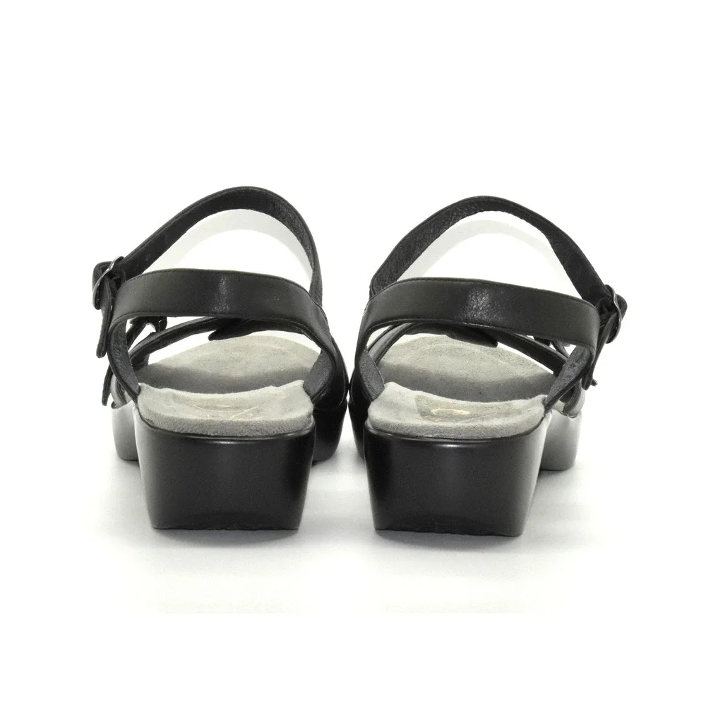 B0 NWOB DANSKO Black Leather Ankle Strap W/Silver-tone Buckle Sandals Size 40